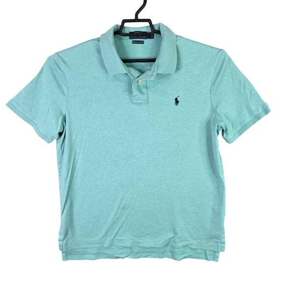 Mens Polo Ralph Lauren Pima Soft Touch Blue Polo Shirt Short Sleeve Cotton L - Picture 1 of 8